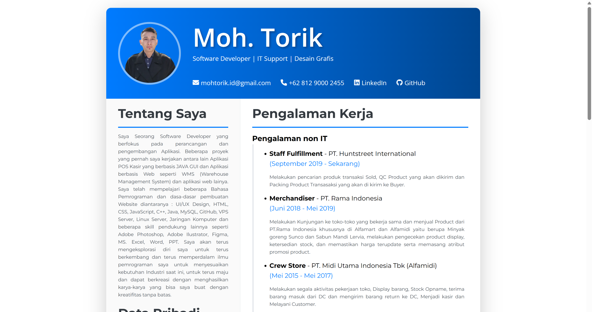 Tampilan CV